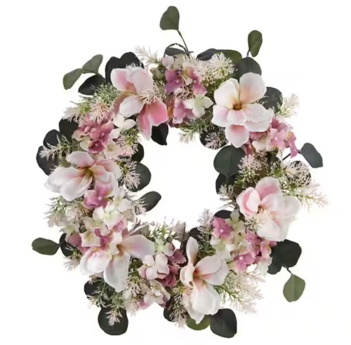 Nearly Natural 20in. Hydrangea and Magnolia Artificial Wreath