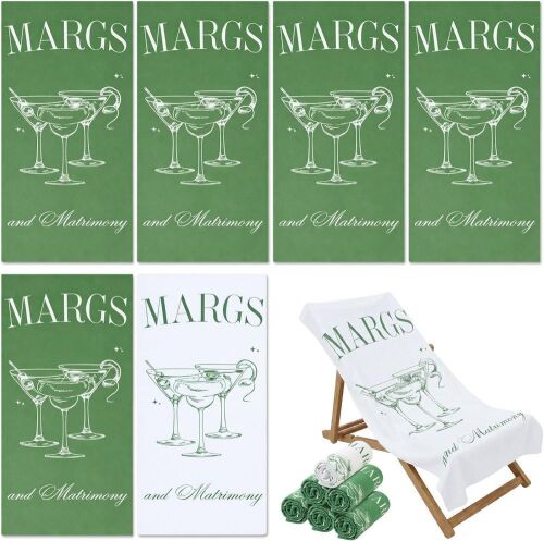 6 Pcs Margs and Matrimony Bachelorette Beach Towels