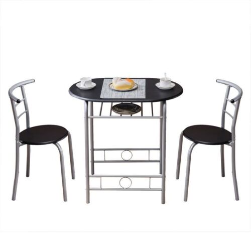 3-Piece Wooden Kitchen Dining Room Round Table and Chairs Set