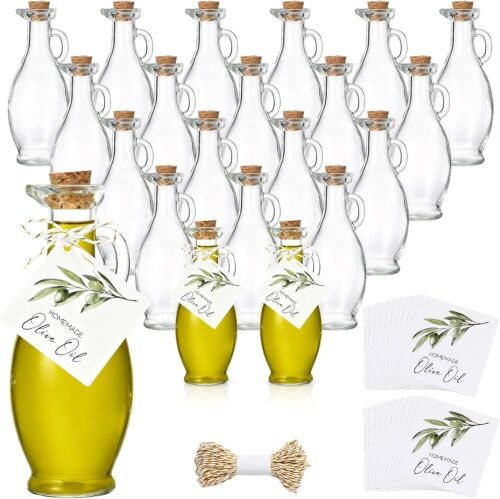 20 Sets Glass Olive Oil Bottle with Stopper, 8.5oz