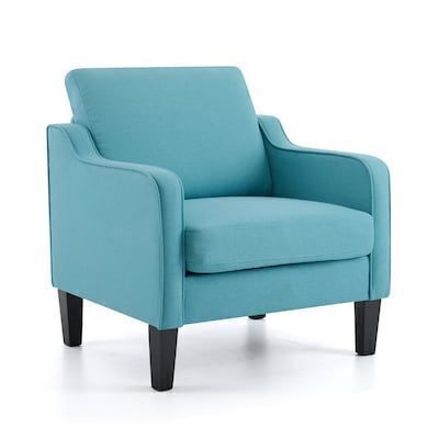 VINGLI 30-in W Modern Teal Blue Linen Accent Chair