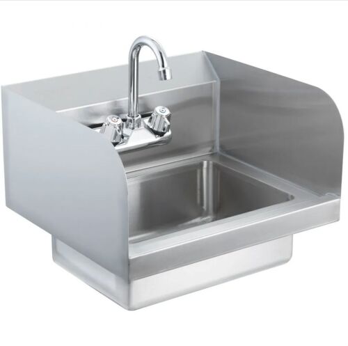 VEVOR Commercial Hand Sink with Faucet and Side Splash, Wall Mount, 17x12.8 inch
