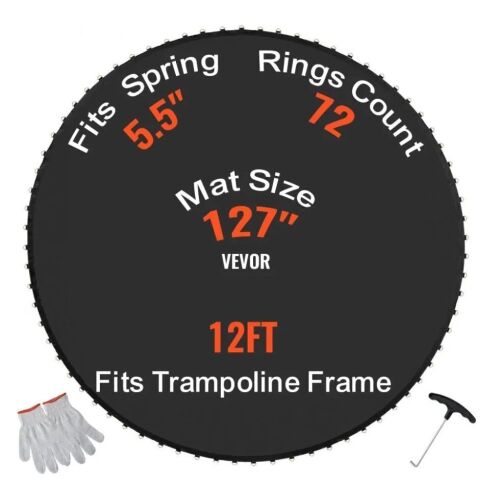 VEVOR Replacement Mat for 12ft Round Trampoline, Fit 5.5" Spring Length