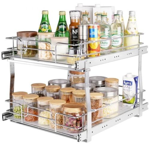 VEVOR 2 Tier 17"W x 21"D x 15"H Pull Out Cabinet Organizer