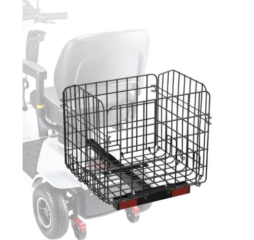 VEVOR Folding Metal Mobility Scooter Rear Basket, Works with 1-inch Receiver, Compatible with Most Golden, Drive & Pride Mobility Scooter