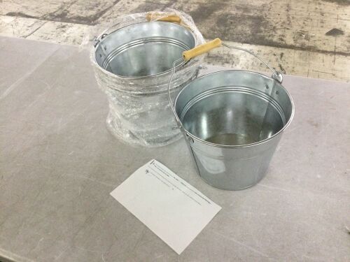 Lot of (6) 2 Gal Metal Ice Buckets