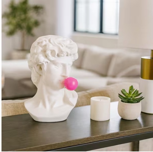 Liv & Skye White 8 in. x 13 in. Resin Novelty Greek God Head with Gum Figurine