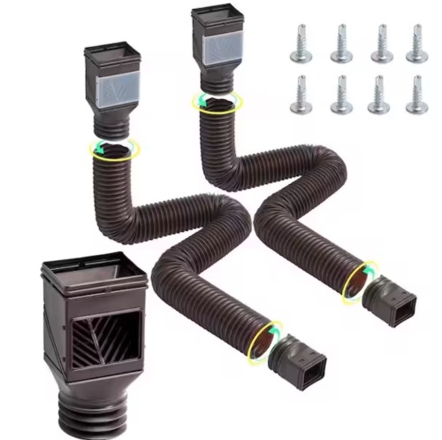 Rain Gutter Downspout Extensions, 2-Pack Flexible Downspout Extender, Down Spout Drain Extension Extendable