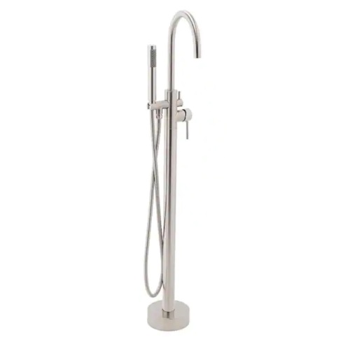 AKDY 1-Handle Freestanding Floor Mount Tub Faucet Bathtub Filler with Hand Shower in Brush Nickel