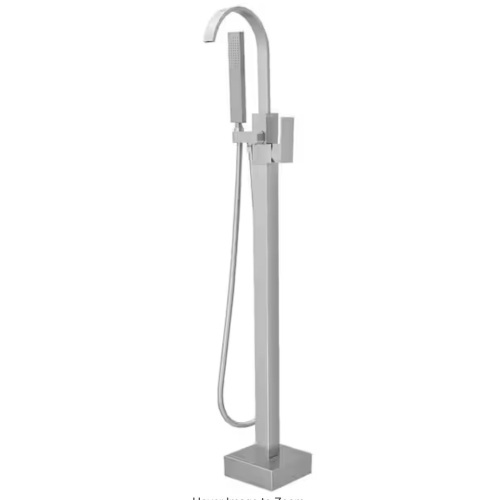 BWE Waterfall Single Handle Floor Mount Freestanding Tub Faucet Bathtub Filler with Hand Shower in Brushed Nickel