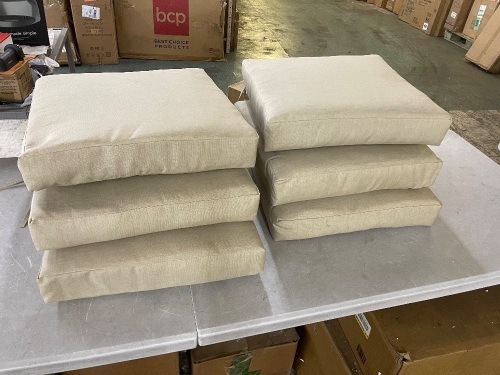 Lot of (6) Arden 19 in x 19 in Tan Leala Square Outdoor Seat Cushions