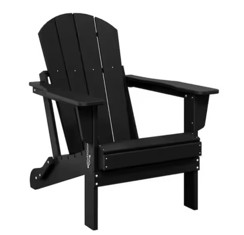 Westin Outdoor Laguna Fade Resistant Outdoor Patio HDPE Poly Plastic Classic Folding Adirondack Lawn Chair in Black