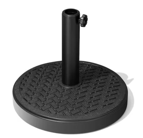 Pellebant 30 lbs. Weighted Round Cement-Filled Patio Market Umbrella Base in Black with 2-Adjustable Adapters and HDPE Shell