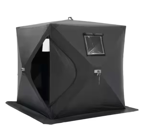 Vevor Portable Ice Shelter, 1-2 Person Pop-Up Ice Fishing Tent, 24 sq. ft. Fishable Area, Ice Shanty for Winter Fishing