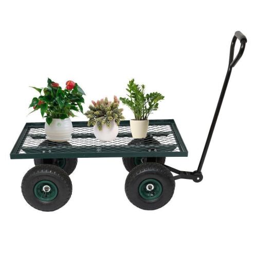 Steel Garden Wagon with 4 Wheels, 176lb Capacity