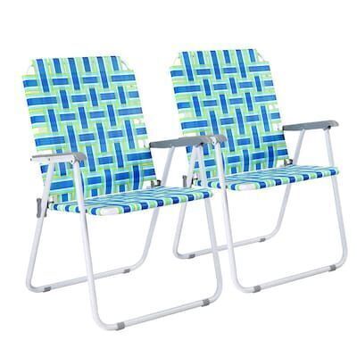 VINGLI 2-Pcs Oversized Patio Lawn Webbed Folding Chairs
