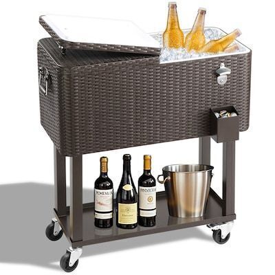 Winado 80 QT Brown Patio Cooler Cart