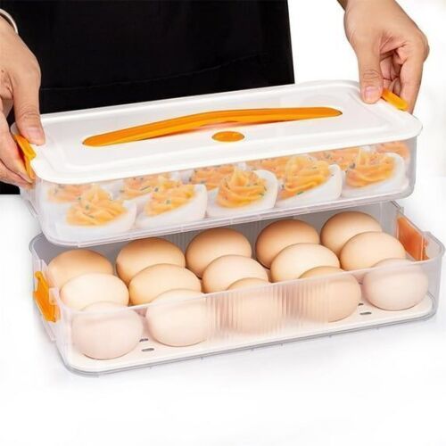 2 Layer Deviled Egg Tray Carrier with Handle