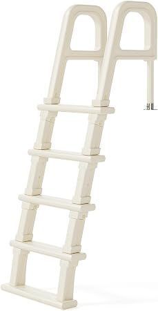5-Step Inclined PE Pool Stairs with Double Handrails