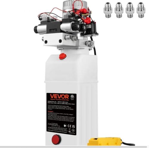 VEVOR Hydraulic Pump, 8 Quart/2 Gal Double Acting Dump Trailer Pump DC 12V, 3200 PSI Max Relief Pressure, Electric Hydraulic Power Unit for Dump Trailer Car Lifting (with 4pcs SAE #6 Connectors)