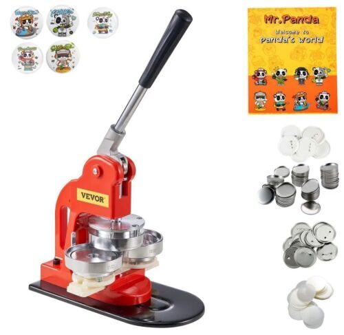 VEVOR Button Maker Machine, 3 inch Badge Punch Press Kit with 500pcs Button Parts & Circle Cutter & Magic Book