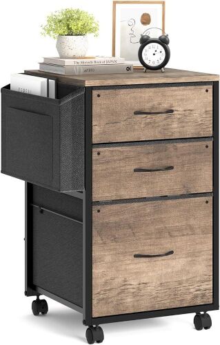 VINGLI 3 Drawer File Cabinet with Side Bag