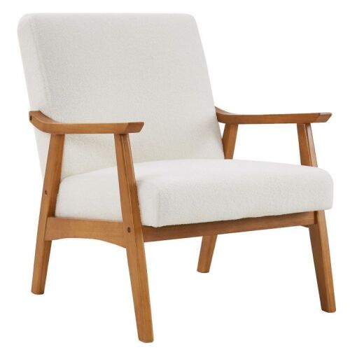 Mid-Century Modern Accent Arm Chair with Solid Wood Frame,Teddy Velvet Fabric