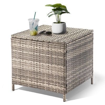 VINGLI 21W x 20H Outdoor Side Table with Storage