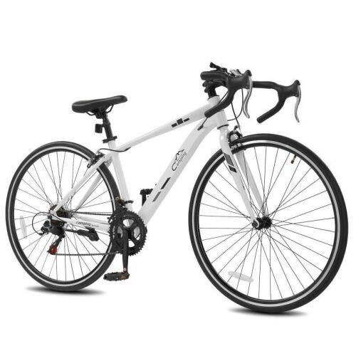 700C 14 Speed Road Bike, V Brakes, Drop Bar, White