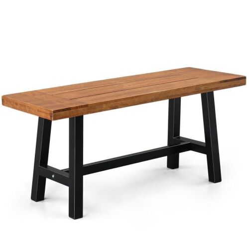 40in Wood Outdoor Bench with Metal Legs