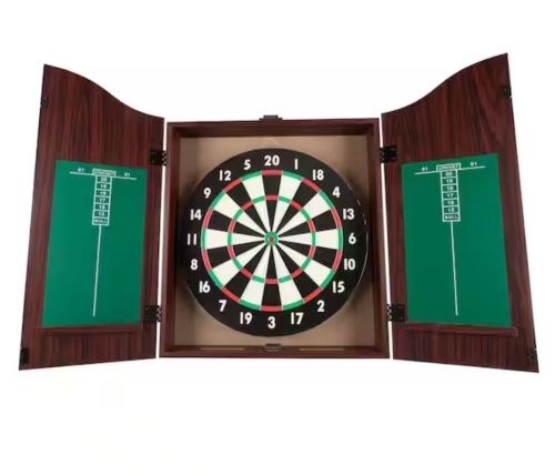 Trademark Poker Dart Board Cabinet Set in Walnut