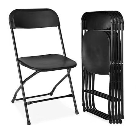Set of 4 Folding Stacking Plastic Chairs w/ Non-Slip Feet 350lb Capacity