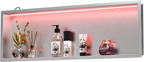 Led Shower Niche 36" X 12" Brushed 304 Stainless Steel with RGBLight Waterproof No Tile Needed Niche Shower for Bathroom Storage Recessed Wall Shelf