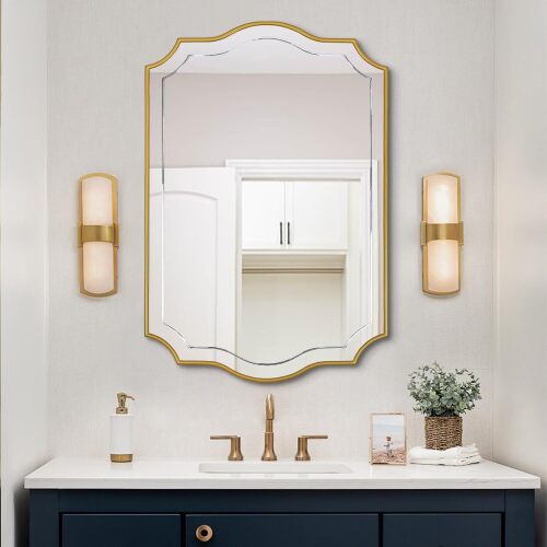 POZINO Gold Scalloped Mirror