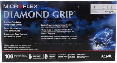 Ansell MICROFLEX ​Diamond Grip MF-300 Exam Standard Gloves - Size L, Natural, 1000 Count
