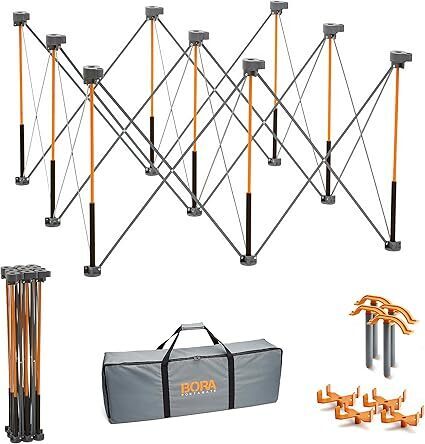 Bora Centipede 30in Folding Work Table Set - No Assembly 9-Strut Collapsible Table 3500lb Weight Limit - 4x4ft Mobile Work Station