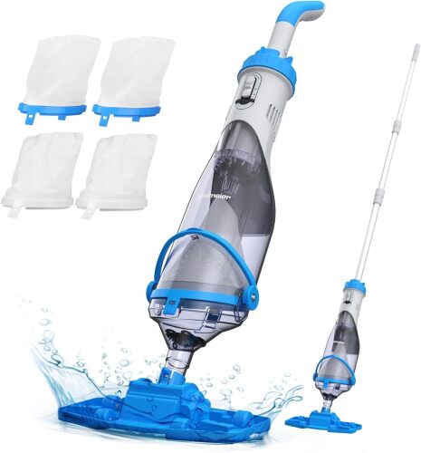 BIELMEIER Cordless Pool Vacuum with Telescopic Pole, Handheld Rechargeable Swimming Pool Cleaner, Wireless Strong Suction 16 GPM Pool Vacuum for Cleaning Above/In Ground Pools, Spas, Hot Tubs