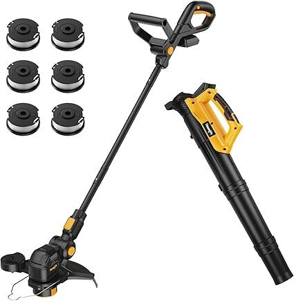 Cordless Weed Eater & Leaf Blower Combo Compatible with Dewalt 20V Max Battery(Tool Only), 12" Weed Wacker & String Trimmer Edger 3-in-1, Battery Operated Weed Trimmer with Auto-Feed