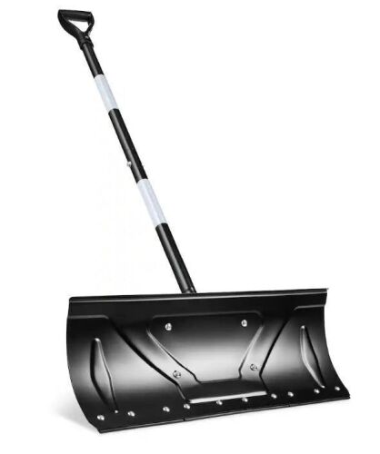 24" Snow Pusher, Heavy Duty Hand Plow - Black