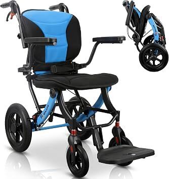 Wheelchairs for Adults Ergonomic Transport Chair Lightweight Foldable with 12-inch Big Wheels for All Terrains Travel Wheelchair with Removable Cushion