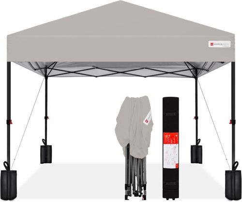 One-Person Setup Instant Pop Up Canopy w/ Case, 4 Weight Bags - 10x10ft