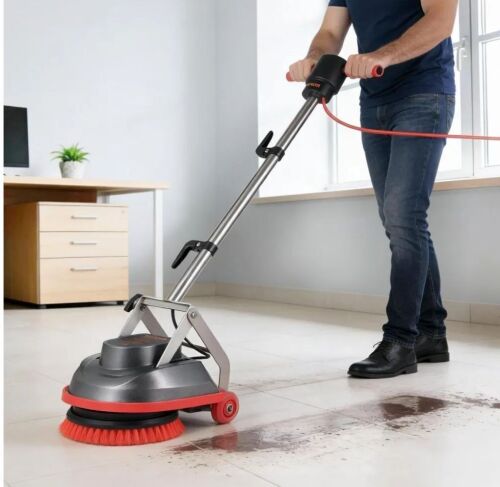 VEVOR Commercial Floor Scrubber Machine, Heavy Duty Floor Cleaner Polisher with 2 Wheels, Max 1900 RPM, 43 FT Cord, 3 Pads & 3 Brushes