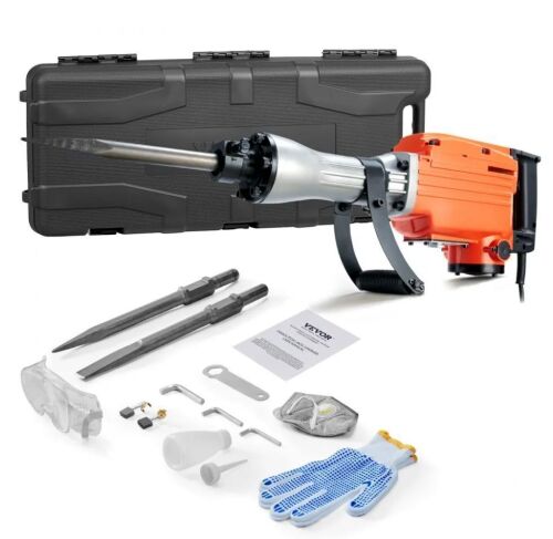 VEVOR 2200W Demolition Jack Hammer, 1350 BPM, 2pcs Chisels Bit Chipping with Case