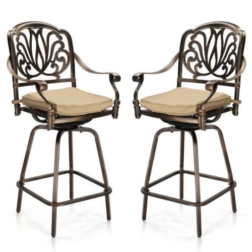 Cast Aluminum Patio Bar Chairs, 2 Pack