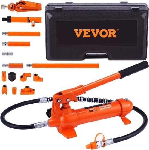VEVOR 4 Ton Porta Power Kit, Portable Hydraulic Jack with 3.9 ft Oil Hose, Auto Body Frame Repair Kit with Storage Case