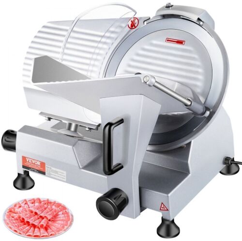 VEVOR 240W Commercial Electric Deli Food Slicer, 10" Carbon Steel Blade, 350-400RPM, 0 - 0.47 inch Thickness Adjustable