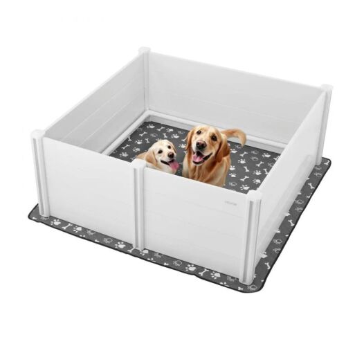 VEVOR Dogs Whelping Box, 60 x 60 x 24 inch, Plastic PVC Puppies Playpen with Height Adjustable Door and Washable Pee Pad