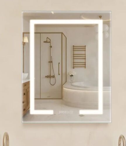 VEVOR Lighted Medicine Cabinet with Mirror, 24 x 30 in Recessed or Wall Mount, 3 Color Dimmable LED, HD Mirror, Clock, Adjustable Shelve Storage, Memory Defog Function