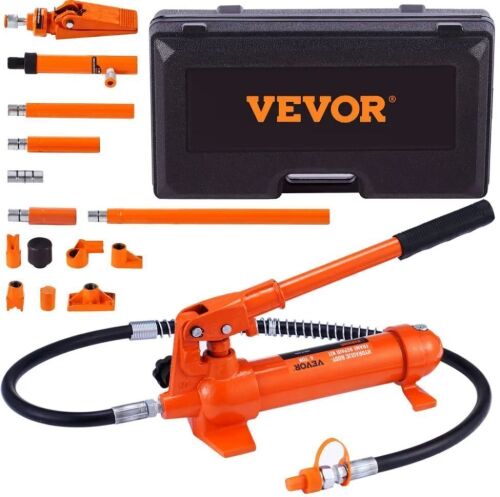 VEVOR 4 Ton Porta Power Kit, Portable Hydraulic Jack with 3.9 ft Oil Hose, Auto Body Frame Repair Kit with Storage Case
