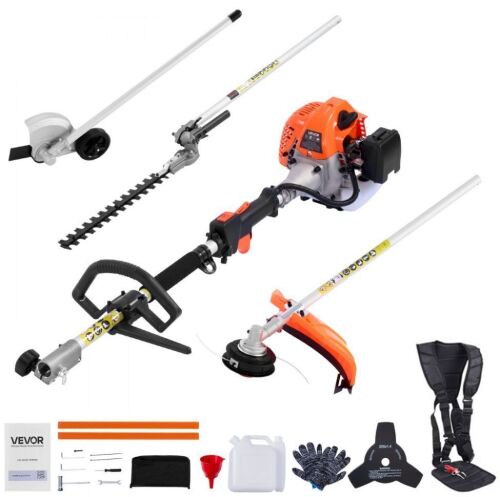 VEVOR 2 Cycle Gas Power Handheld Hedge Trimmer, 4-in-1 26cc Weed Eater with Protective Gear Set, Includes Hedge and String Trimmer, Edger, Brush Cutter